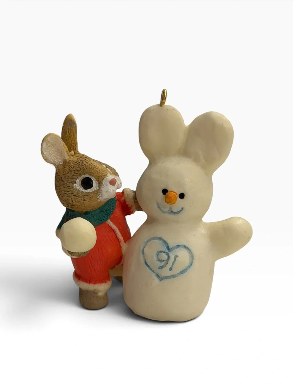 Hallmark 1991 Keepsake Ornament Tender Touches Collection Snow Twins Bunny
